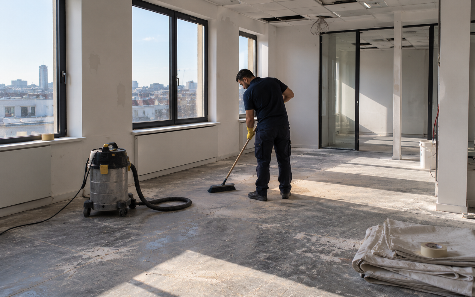 Remise en propreté de bureaux après travaux de rénovation