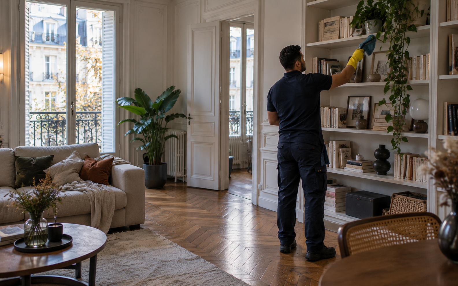 Entretien du salon d’un appartement parisien